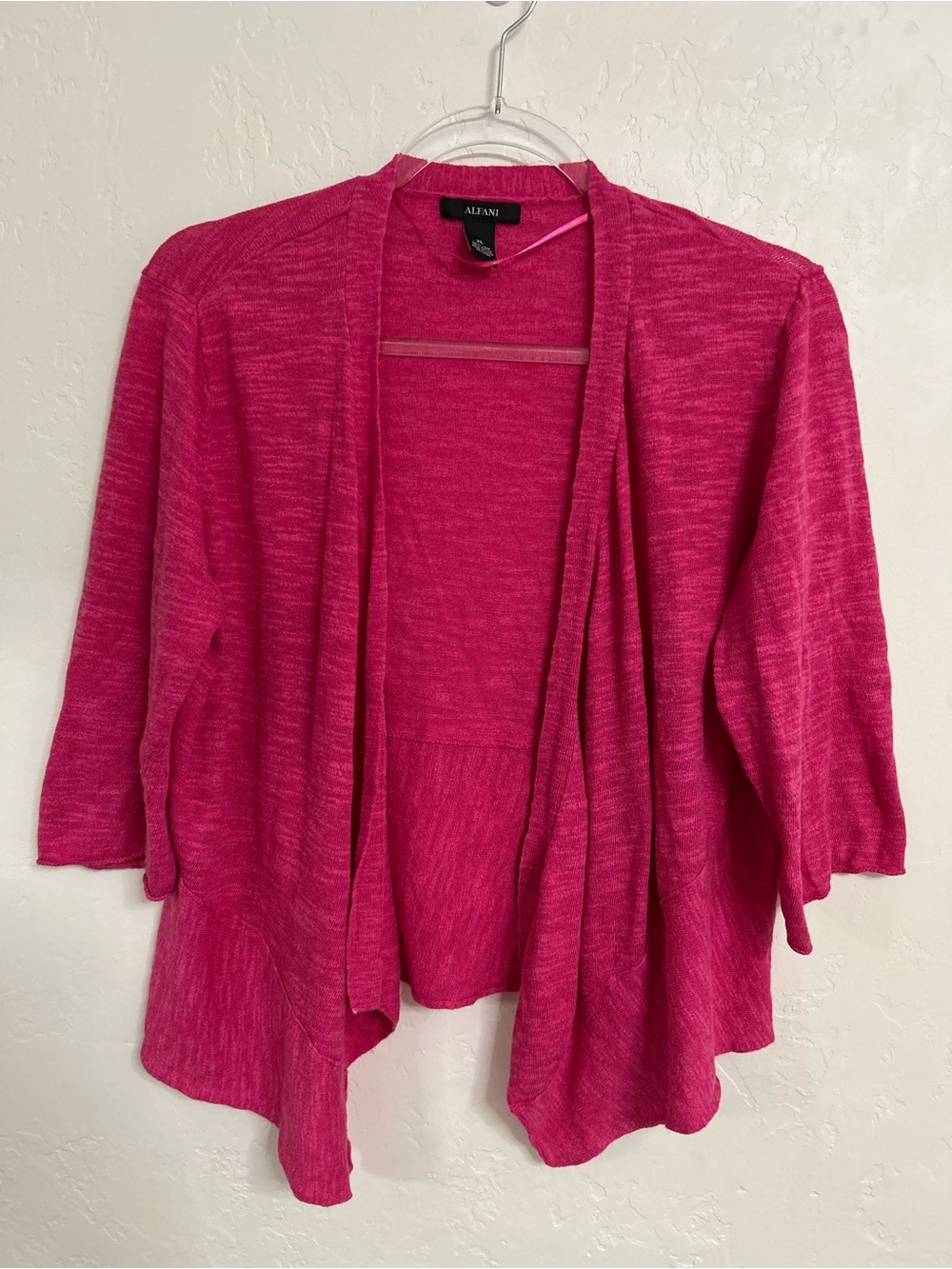 Alfani Women’s Open-front Linen-blend Waterfall Cardigan In Fuchsia/Pink Size XL